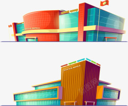 科技感建筑手绘商场大楼矢量图高清图片