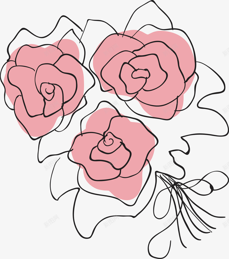 手绘花束矢量图ai免抠素材_新图网 https://ixintu.com 婚庆 婚礼 简笔画 粉色 花朵 矢量图