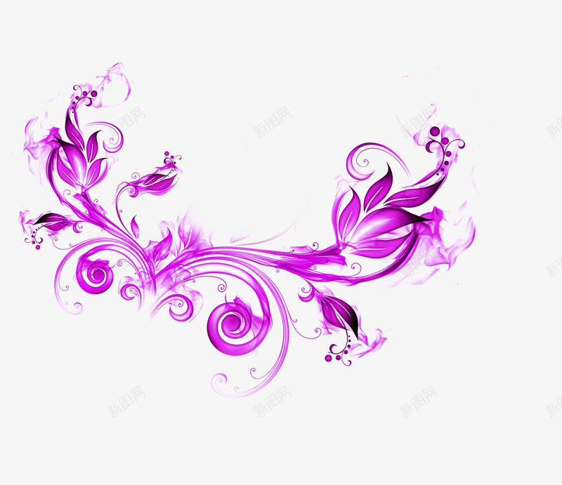 紫色唯美花纹精致手绘png免抠素材_新图网 https://ixintu.com 精致 紫色 花纹