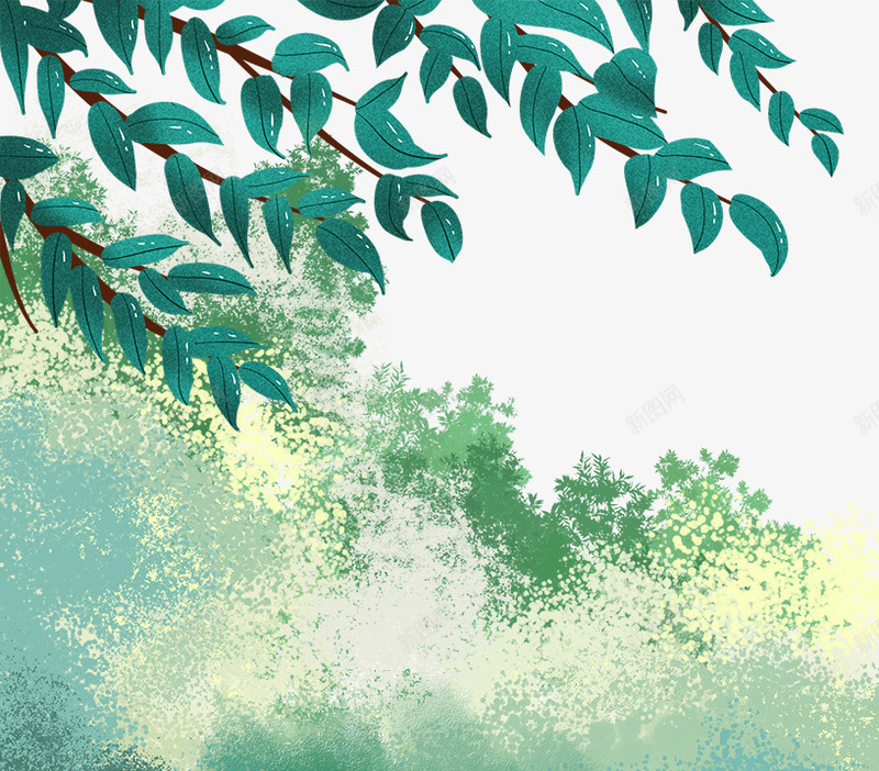 彩色水墨植物边框元素png免抠素材_新图网 https://ixintu.com 创意 彩色 树叶 植物 水墨 环境 纹理 绿色