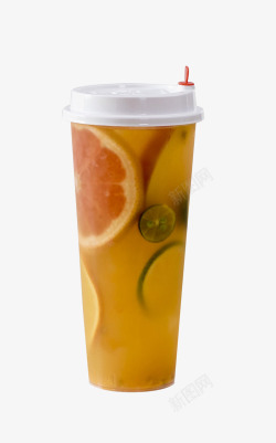 红茶奶盖西柚柠檬水果茶奶盖高清图片