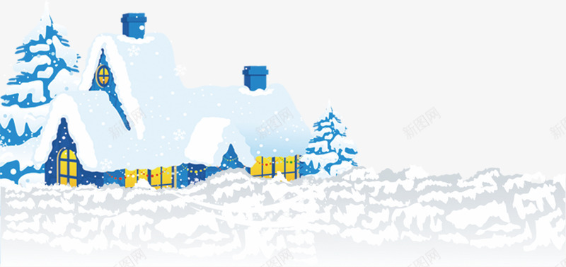 冰雪城堡png免抠素材_新图网 https://ixintu.com 冬天 冰雪城堡 建筑 蓝色房子 雪白 雪花