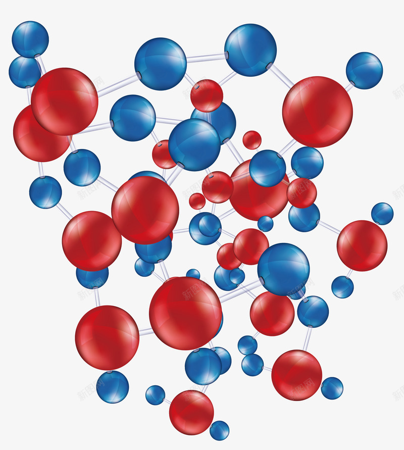 红色蓝分子结构png免抠素材_新图网 https://ixintu.com 分子 分子结构 化学分子 生物分子 矢量png 红蓝色