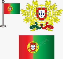 葡萄牙国旗国徽元素矢量图素材