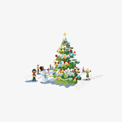 雪地里的圣诞树素材