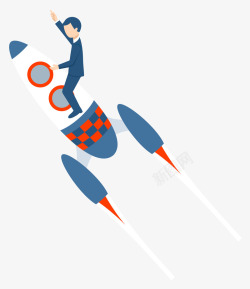 卡通商务人士火箭装饰图案素材