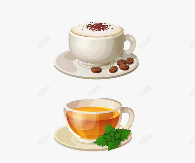 咖啡拿铁茶png免抠素材_新图网 https://ixintu.com 卡通 咖啡 拿铁 茶