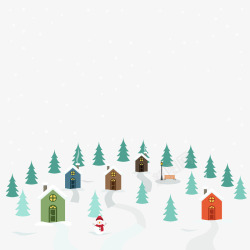 雪房卡通雪中的村落矢量图高清图片