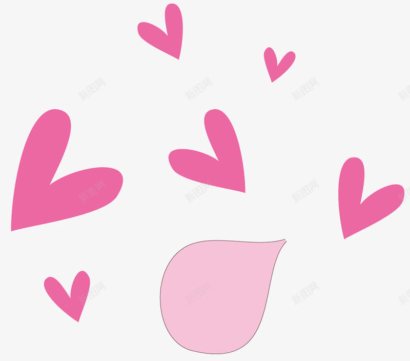 粉色心形png免抠素材_新图网 https://ixintu.com 可爱 少女心 心形 泡泡糖 矢量素材 粉色 粉色的心