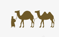 人牵骆驼灰色骆驼沙漠元素高清图片