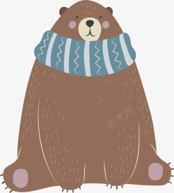 冬天大熊胖胖的冬天可爱棕熊矢量图高清图片