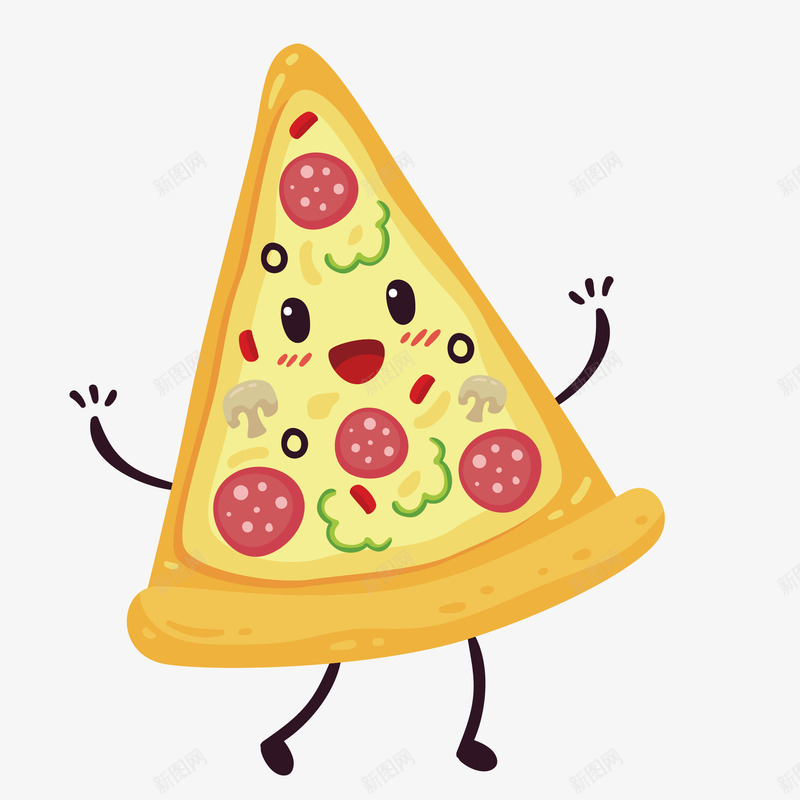 扁平可爱美味披萨矢量图eps免抠素材_新图网 https://ixintu.com 免抠图PNG 创意 开心 手绘 披萨 美味 矢量图