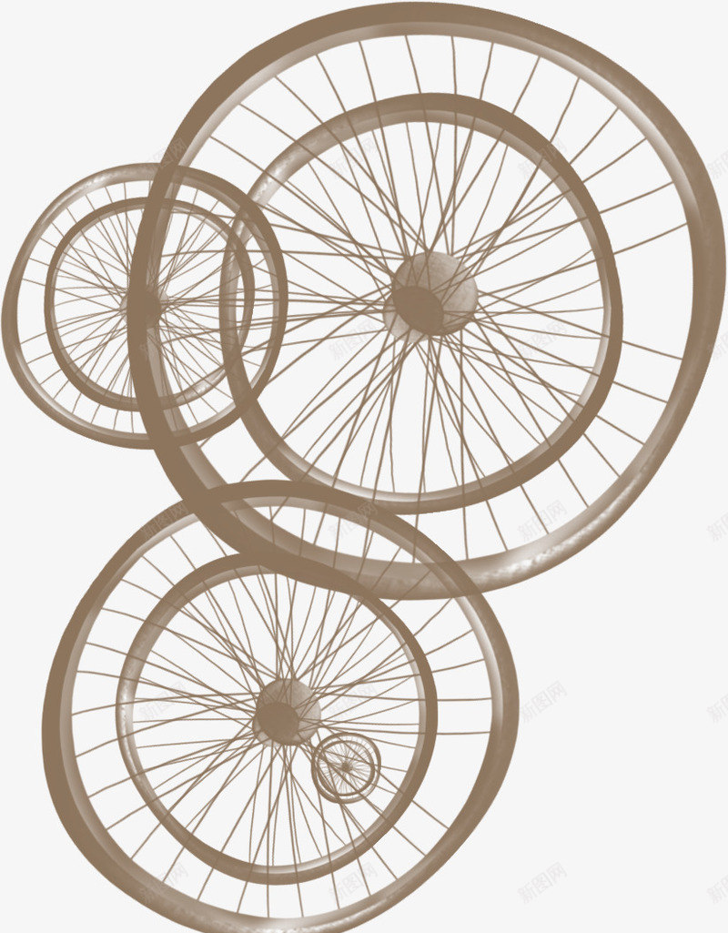 变形车轮png免抠素材_新图网 https://ixintu.com 咖啡色 自行车 车轮 轮子