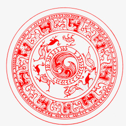 汉朝文化红色汉代花纹高清图片