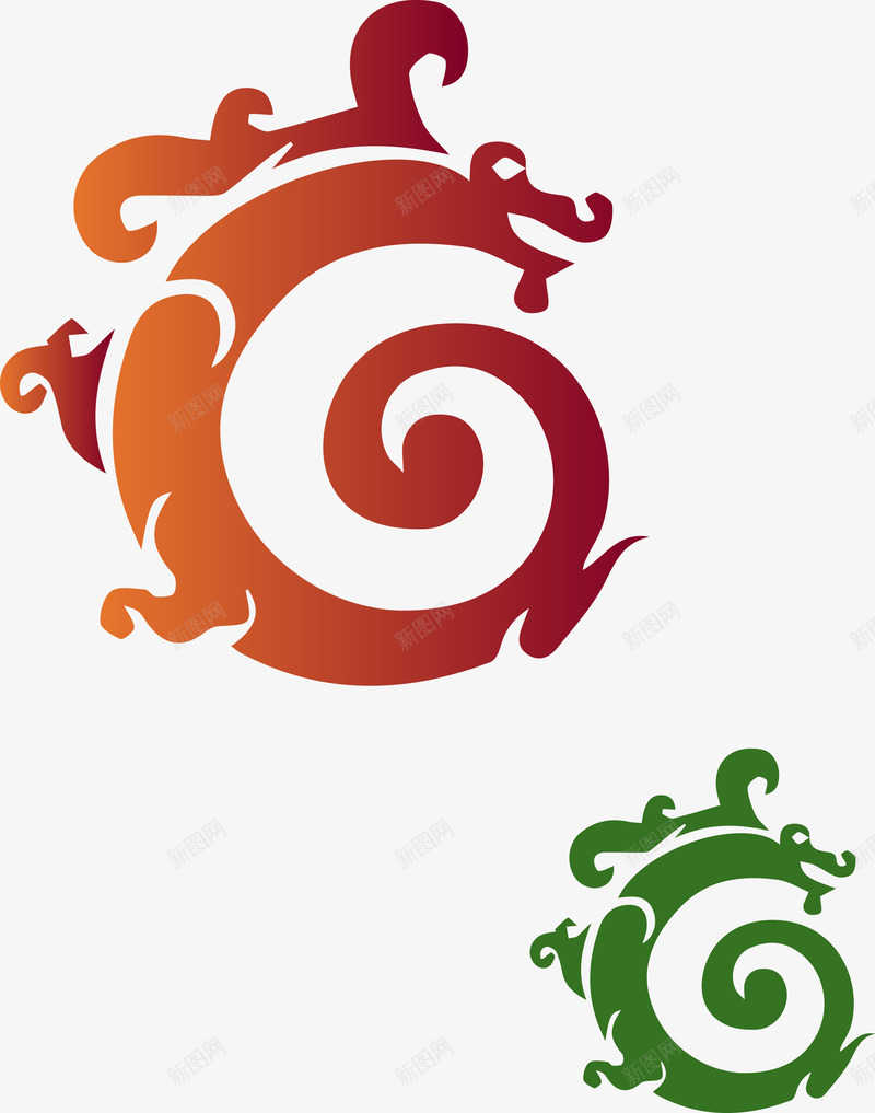 中国风logo矢量图图标ai_新图网 https://ixintu.com 中国风 创意龙logo 动物logo 可爱logo 矢量龙logo 龙纹logo 矢量图