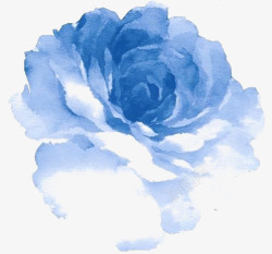 水彩蓝色笔刷蓝色水彩花高清图片