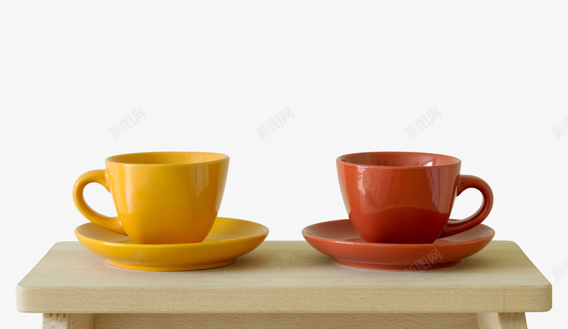 两个一对茶杯psd免抠素材_新图网 https://ixintu.com 一对杯子 咖啡杯 托盘 空杯 茶杯