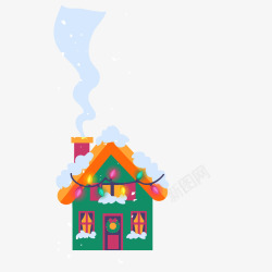 被雪覆盖的建筑房屋圣诞节手绘被雪覆盖的房屋矢量图高清图片