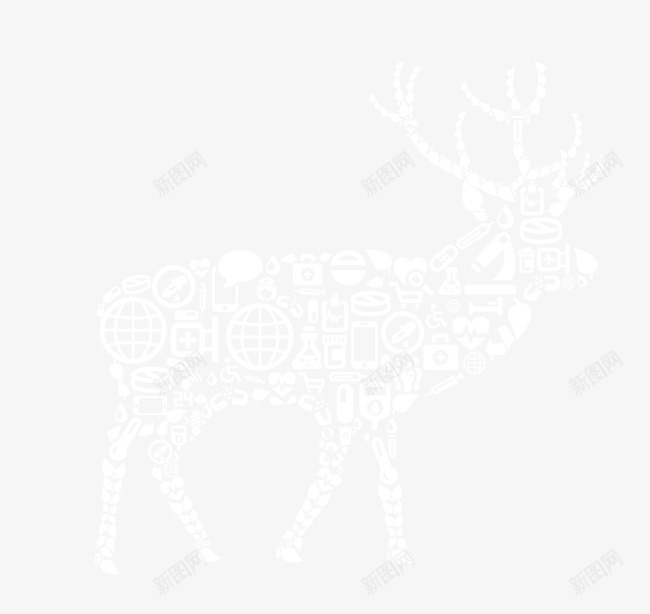 创意互联网逐鹿图png免抠素材_新图网 https://ixintu.com 海报配图 白色麋鹿 逐鹿插图
