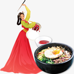 韩国卡通美女韩国拌饭高清图片