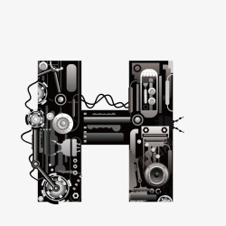 字母变形H机械创意字母H高清图片