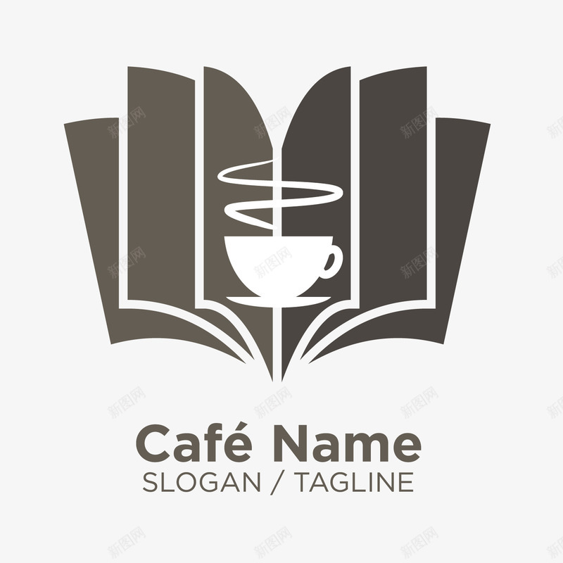 书籍咖啡logo矢量图图标ai_新图网 https://ixintu.com logo 书本 咖啡 烟雾 白色杯子 简约 精致 矢量图