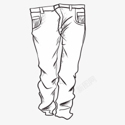 服装素描手绘线稿素描裤子矢量图高清图片
