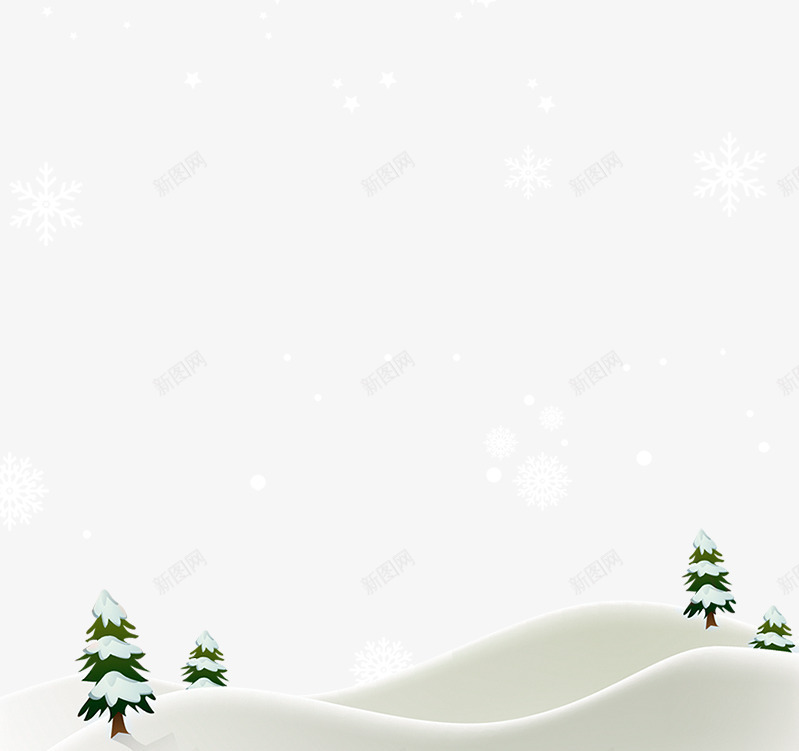 卡通雪景png免抠素材_新图网 https://ixintu.com 下雪 冬天 卡通 寒冷 景色 柏树 白色 结冰 绿色 雪山 雪景 雪花