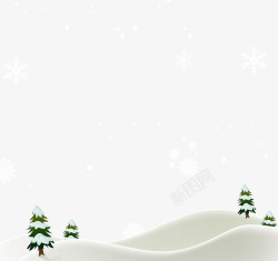 崖柏树卡通雪景高清图片