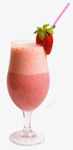 一杯草莓一杯红色的草莓果奶昔高清图片