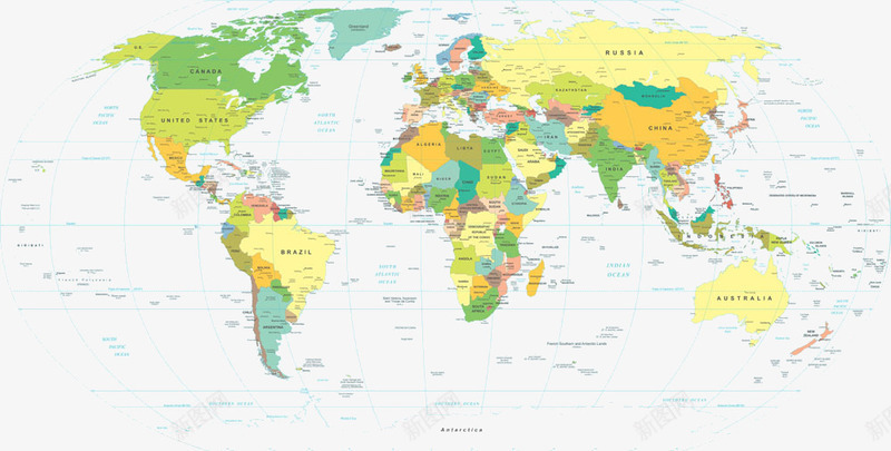 详细世界地图png免抠素材_新图网 https://ixintu.com 地图 地球地球仪 详细地图