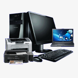 电脑显示器主机打印机笔记本组合素材