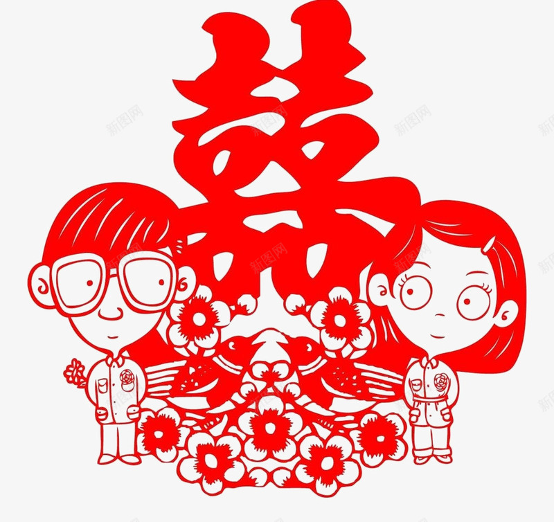 婚礼的红双喜png免抠素材_新图网 https://ixintu.com 婚庆 婚礼 红色