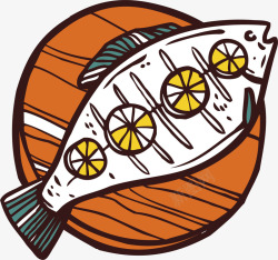手绘鳐鱼设计水彩烧烤的鱼矢量图高清图片