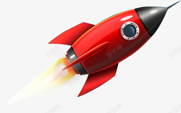 卡通火箭起飞图标红色效果png_新图网 https://ixintu.com 卡通 图标 效果 火箭 红色 起飞