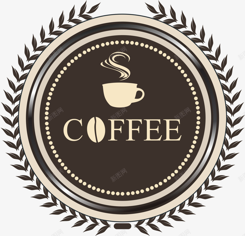 褐色咖啡标志png免抠素材_新图网 https://ixintu.com coffee 咖啡 徽章 标志 稻穗 褐色标志