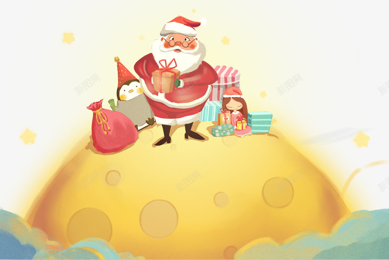 手绘送礼物的圣诞老人psd免抠素材_新图网 https://ixintu.com 卡通彩绘 圣诞狂欢 圣诞老人 圣诞节 装饰图案 送礼物
