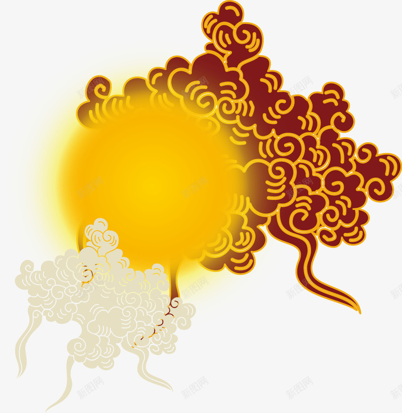 中秋矢量图ai免抠素材_新图网 https://ixintu.com 中秋素材免费下载 中秋设计 月亮祥云 矢量图