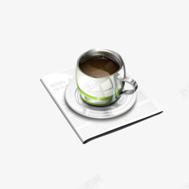 绿色质感咖啡杯图标图标