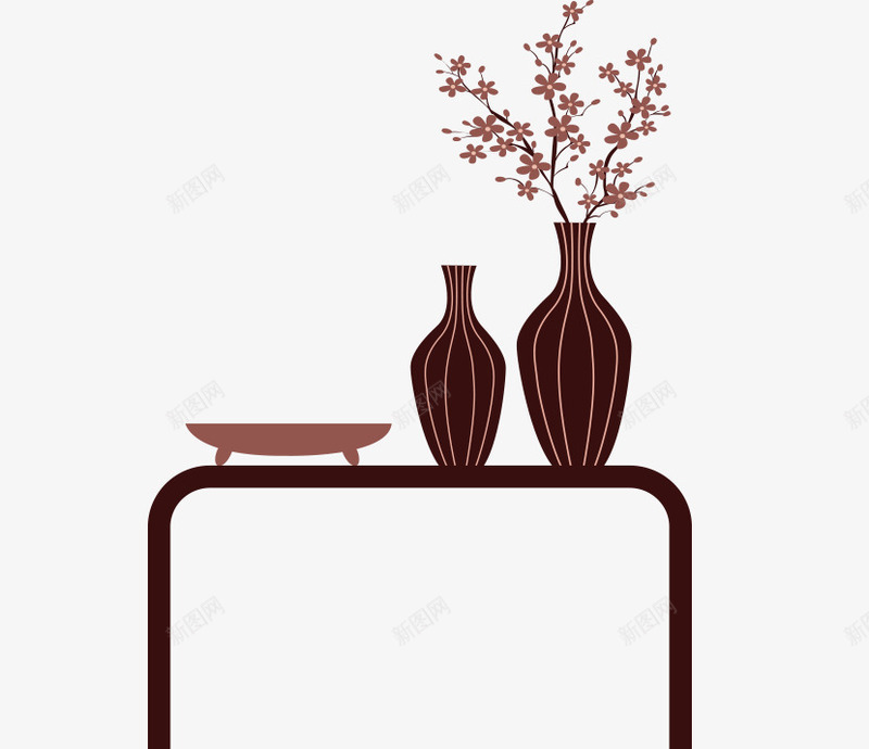 花瓶png免抠素材_新图网 https://ixintu.com 卡通 桌子 桌子花瓶 植物 漫画 盘子 绿植 花瓶 装饰品