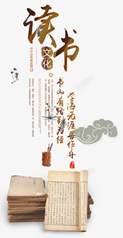 关爱校园文化墙古代读书中国风高清图片