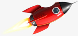 红色卡通急速火箭装饰素材
