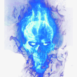 恐怖骷髅人蓝色火焰骷髅高清图片