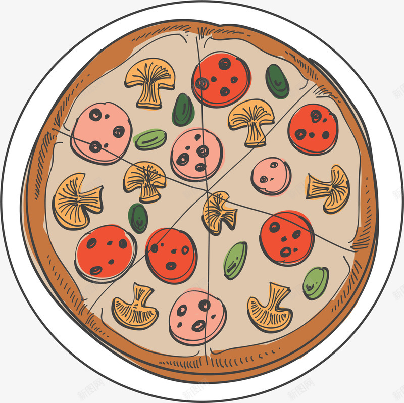 咖啡色蘑菇披萨png免抠素材_新图网 https://ixintu.com 免抠PNG 咖啡色 披萨 背景 蘑菇 边框纹理 餐饮