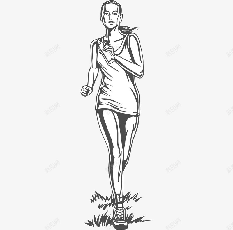 卡通跑步锻炼的女人png免抠素材_新图网 https://ixintu.com 健身 减肥 卡通人物 女人 简笔画 素描 跑步 锻炼