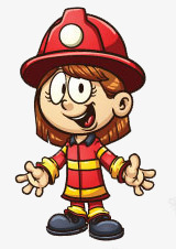 卡通消防员png免抠素材_新图网 https://ixintu.com 开心的 红色帽子 齐肩短发