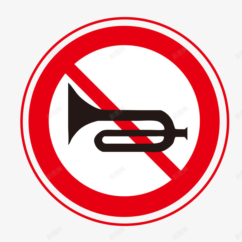 禁止鸣笛噪音logo图标png_新图网 https://ixintu.com 噪音logo 噪音标志 圆o形 禁止打扰 禁止讲话 红色 醒目