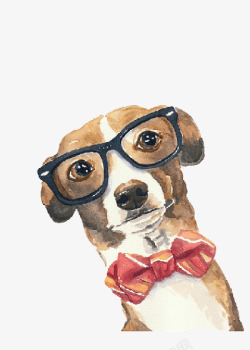 狗带卡通带眼镜狗高清图片