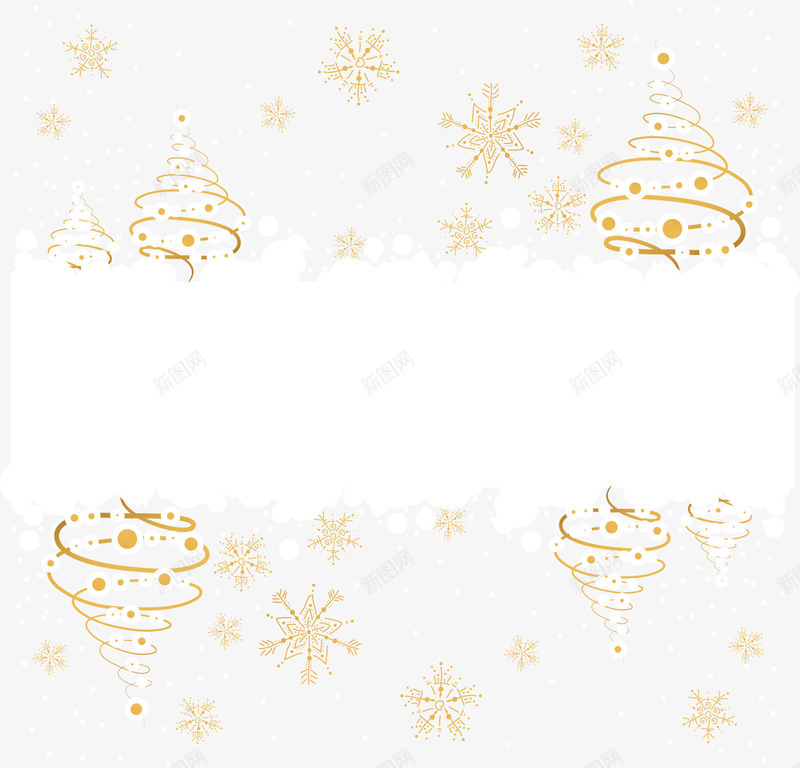 金色圣诞树背景png免抠素材_新图网 https://ixintu.com 冬天 冬季 圣诞快乐 圣诞节 边框纹理 金色树木 雪花片