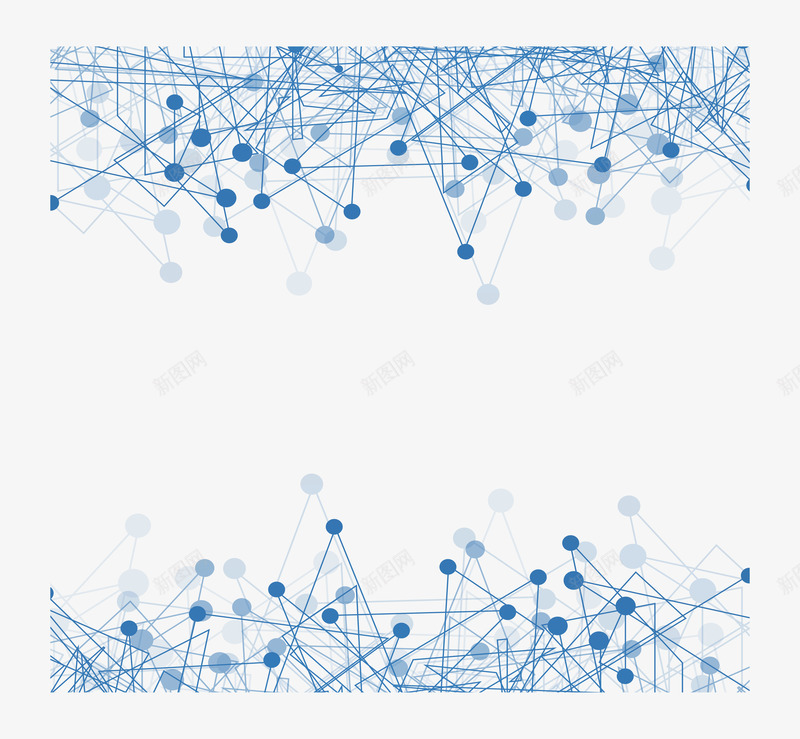 蓝色科技边框png免抠素材_新图网 https://ixintu.com 现代科技边框 矢量png 科技网 科技网络 网络节点 节点 蓝色边框